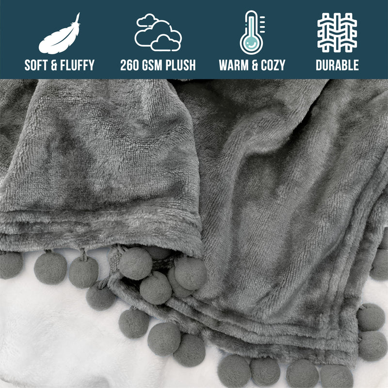 Pom Pom Fringe Throw Blanket