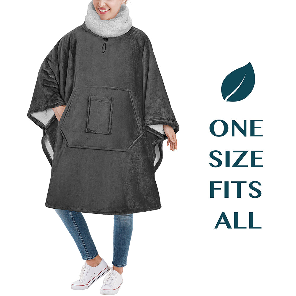 Neck Warmer Hooded Poncho Blanket