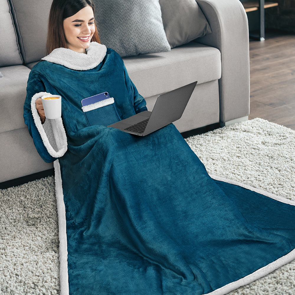 Blanket with Sleeves - Patch Pocket