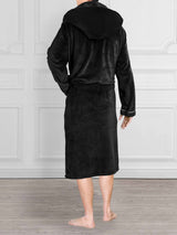 Men's Satin Trim Fleece Robe with Hood