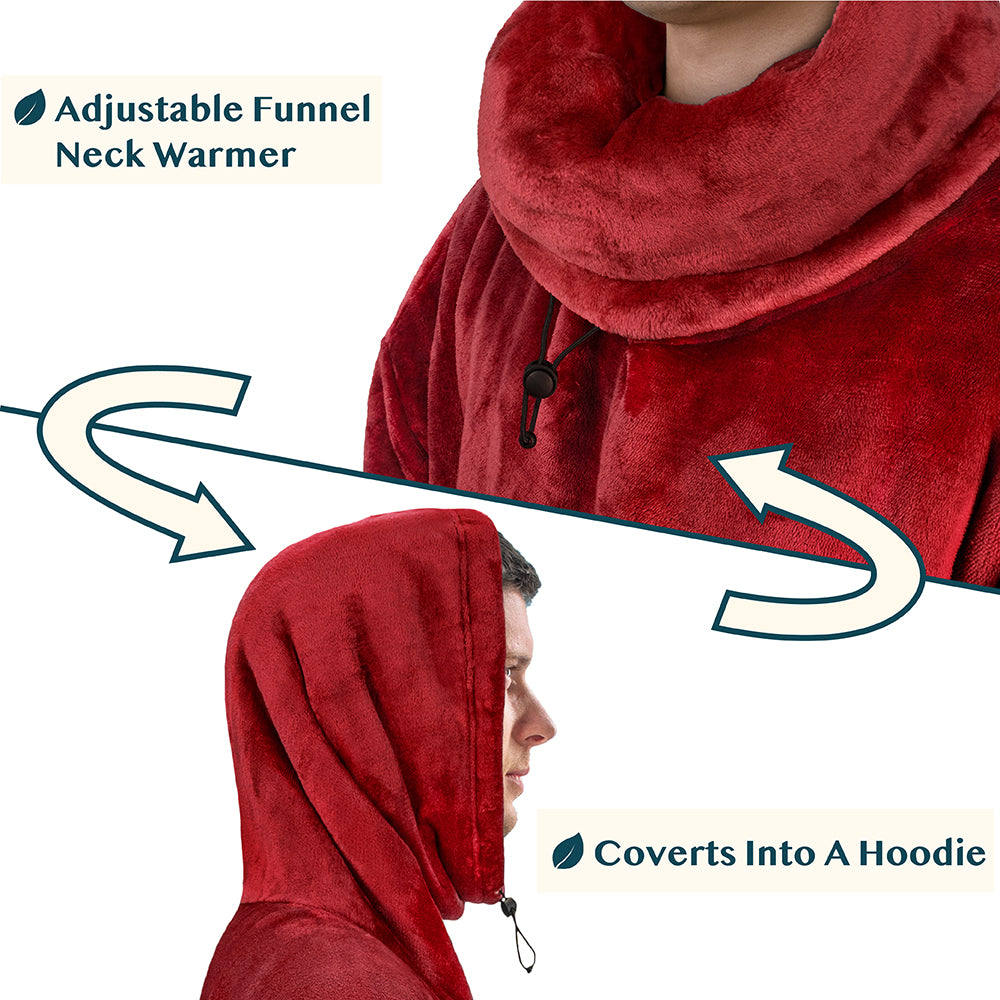 Neck Warmer Hooded Poncho Blanket