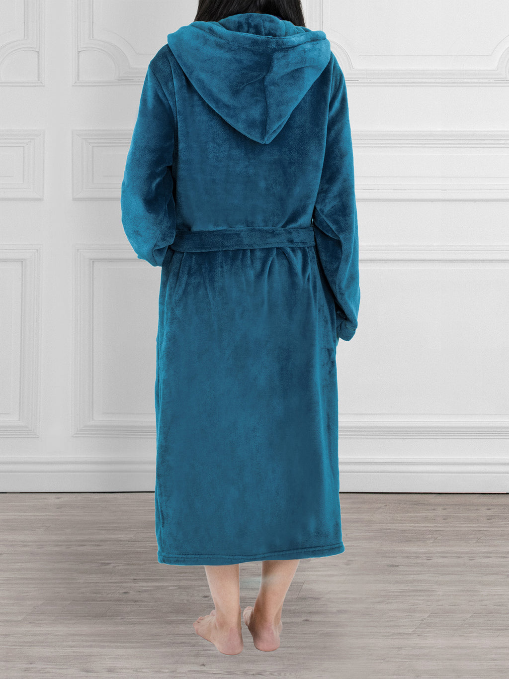 Women's Satin Trim Fleece Robe with Hood