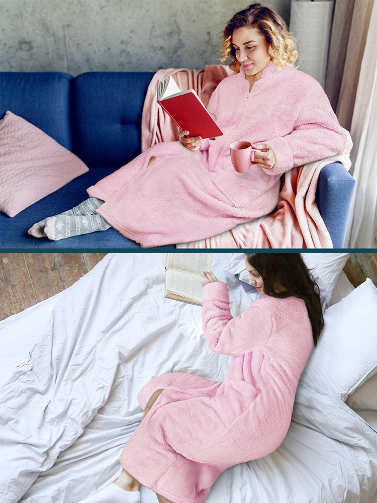 Women's Sherpa Housecoat Zipper Robe