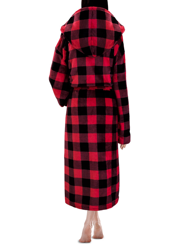 Women's Checkered Robe with Hood