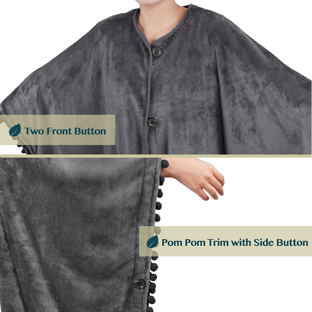 Classic Pom Pom Fringe Poncho Blanket