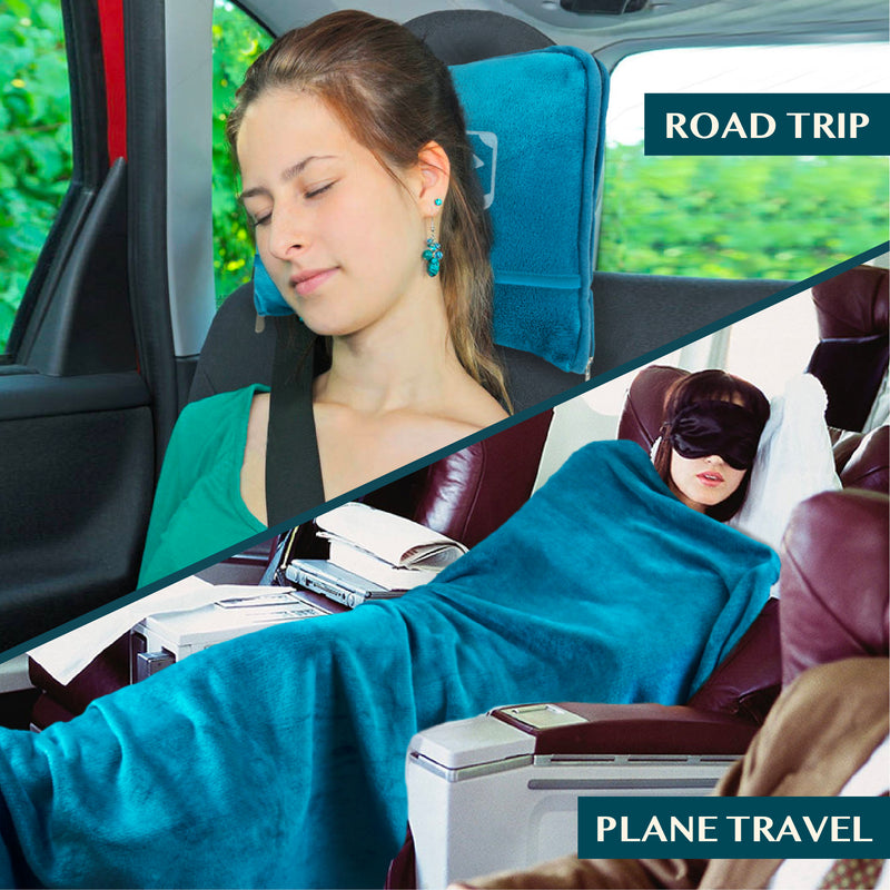 Airplane Fleece Travel Blanket Pillow
