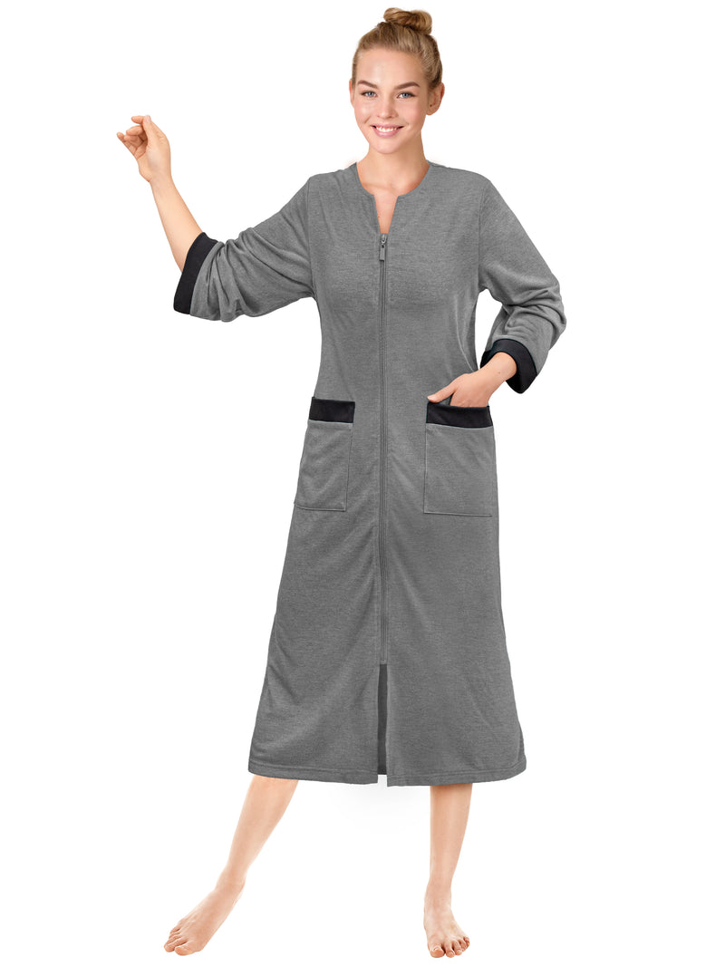 Women's Jersey Housecoat Zipper Robe
