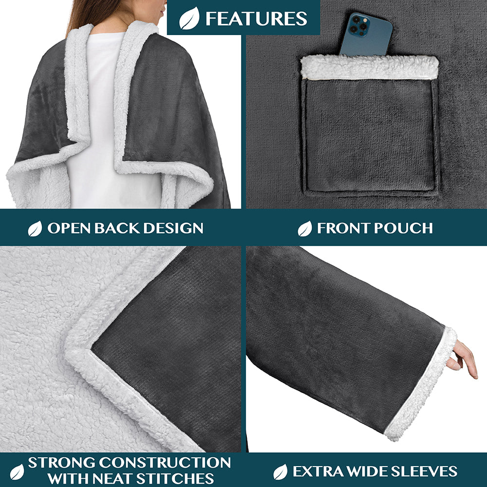 Blanket with Sleeves - Patch Pocket
