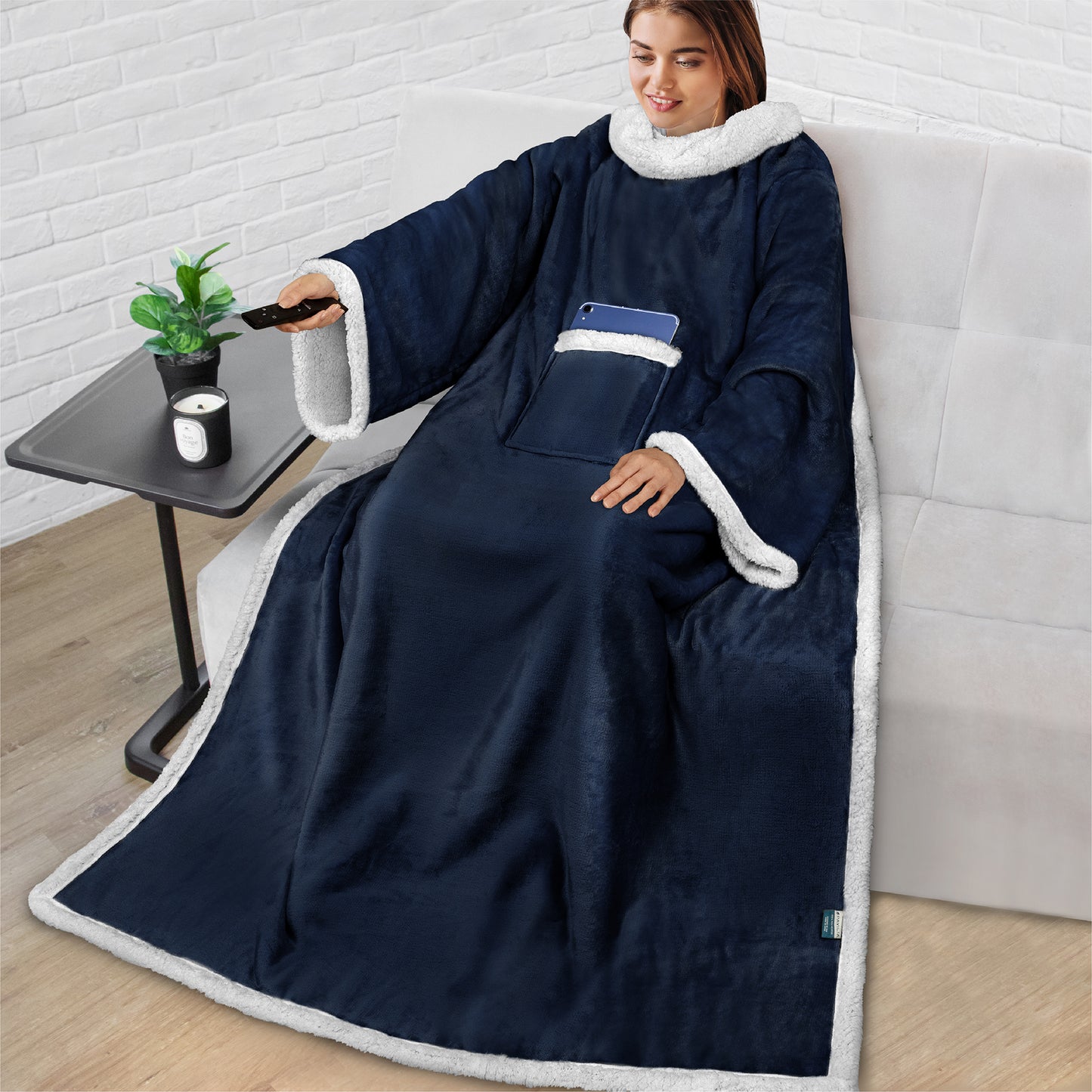 Blanket with Sleeves - Patch Pocket