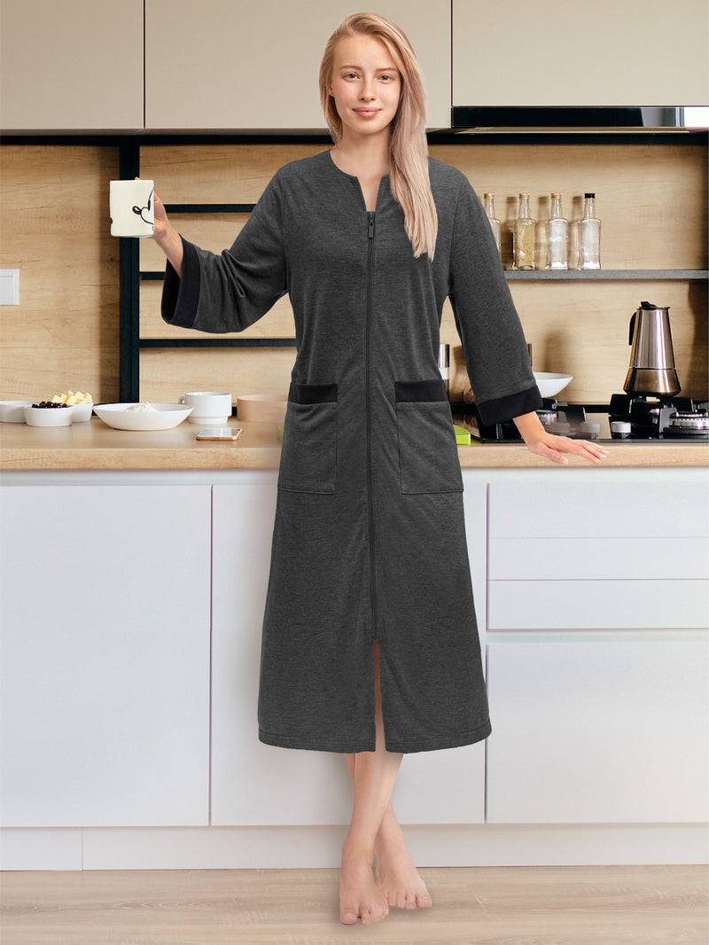 Women's Jersey Housecoat Zipper Robe