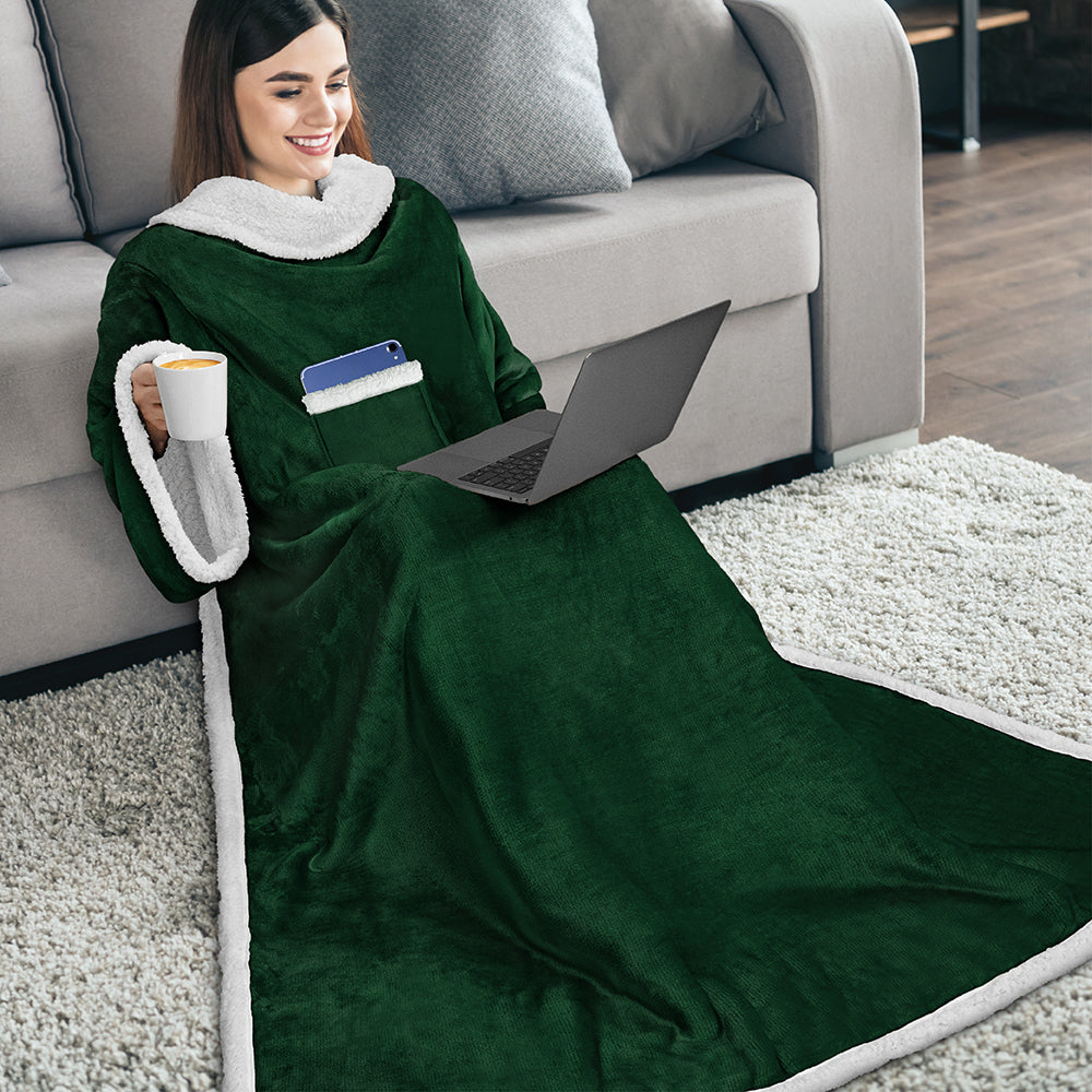 Blanket with Sleeves - Patch Pocket