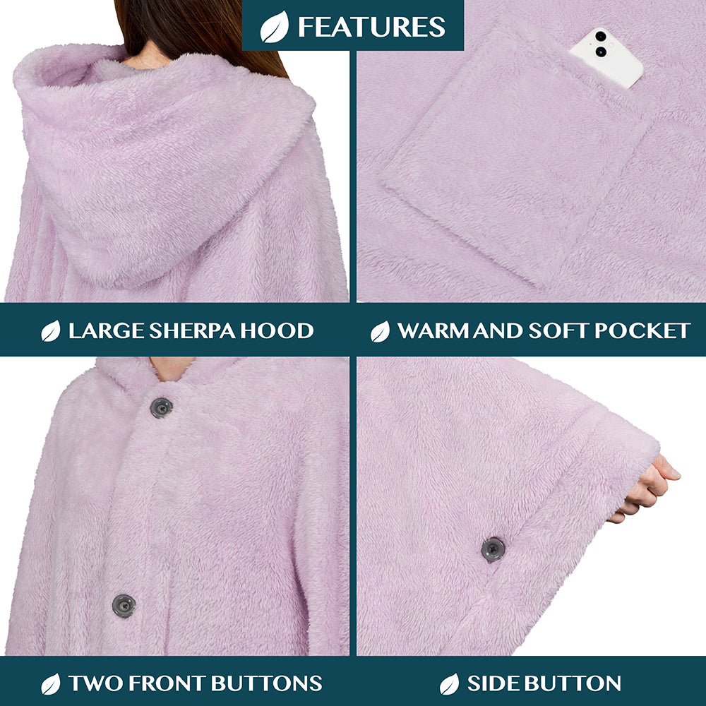 Angel Wrap Hoodie Sherpa Fluffy Poncho Blanket