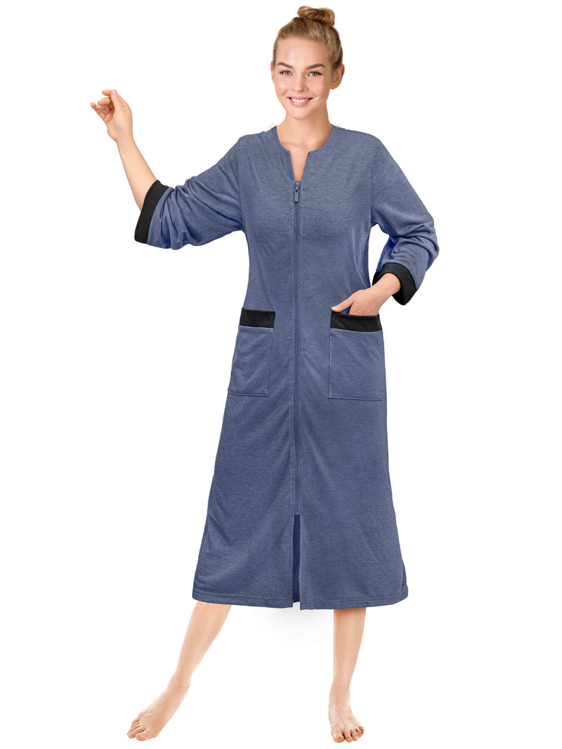 Women's Jersey Housecoat Zipper Robe