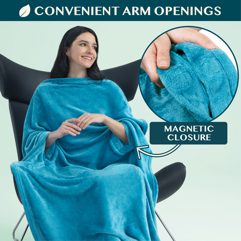 Wearable Fleece Travel Blanket Pillow