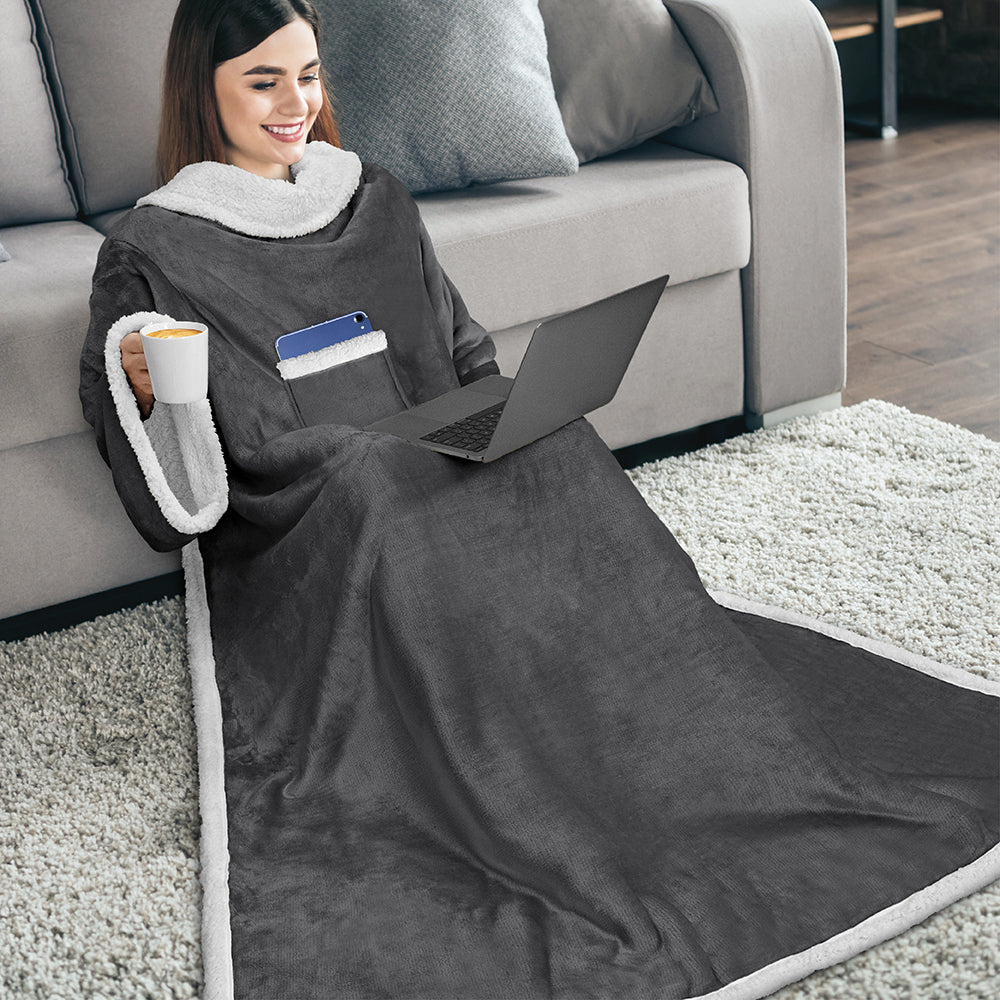 Blanket with Sleeves - Patch Pocket