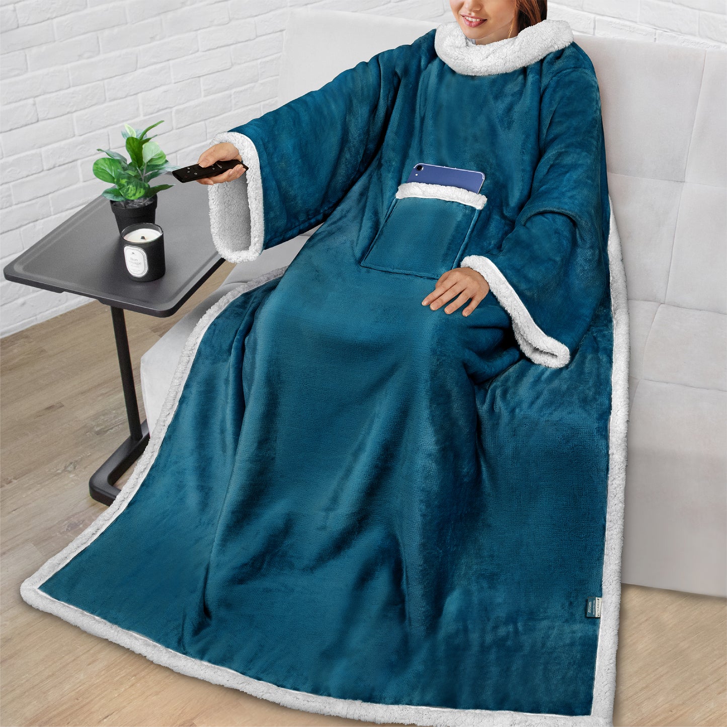 Blanket with Sleeves - Patch Pocket