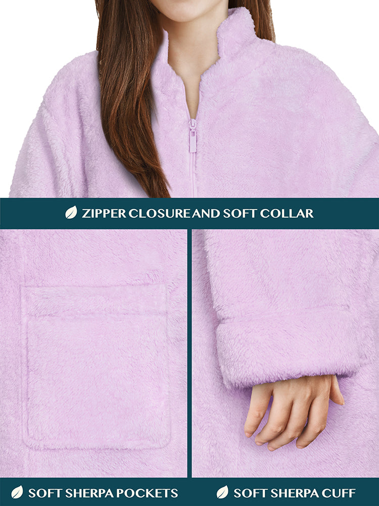 Women's Sherpa Housecoat Zipper Robe