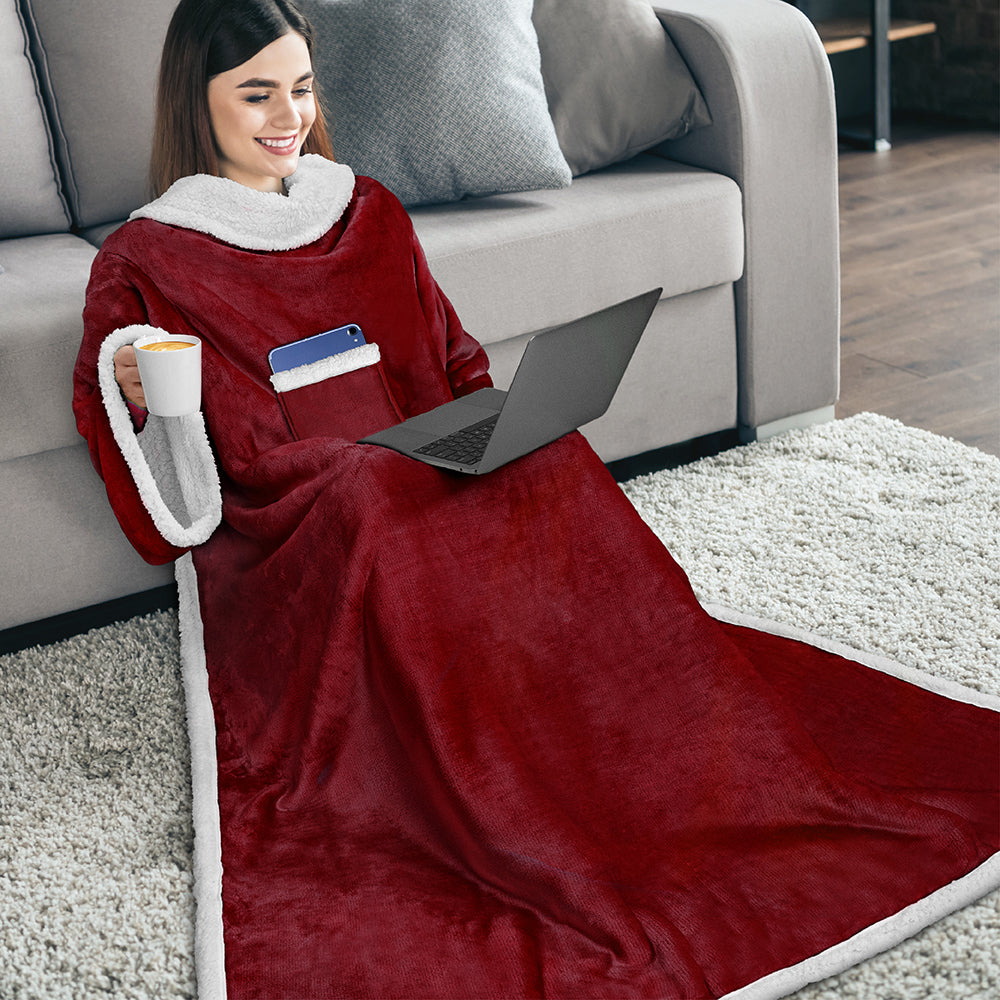 Blanket with Sleeves - Patch Pocket