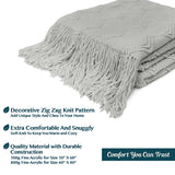 Zig Zag Knit Fringe Throw Blanket