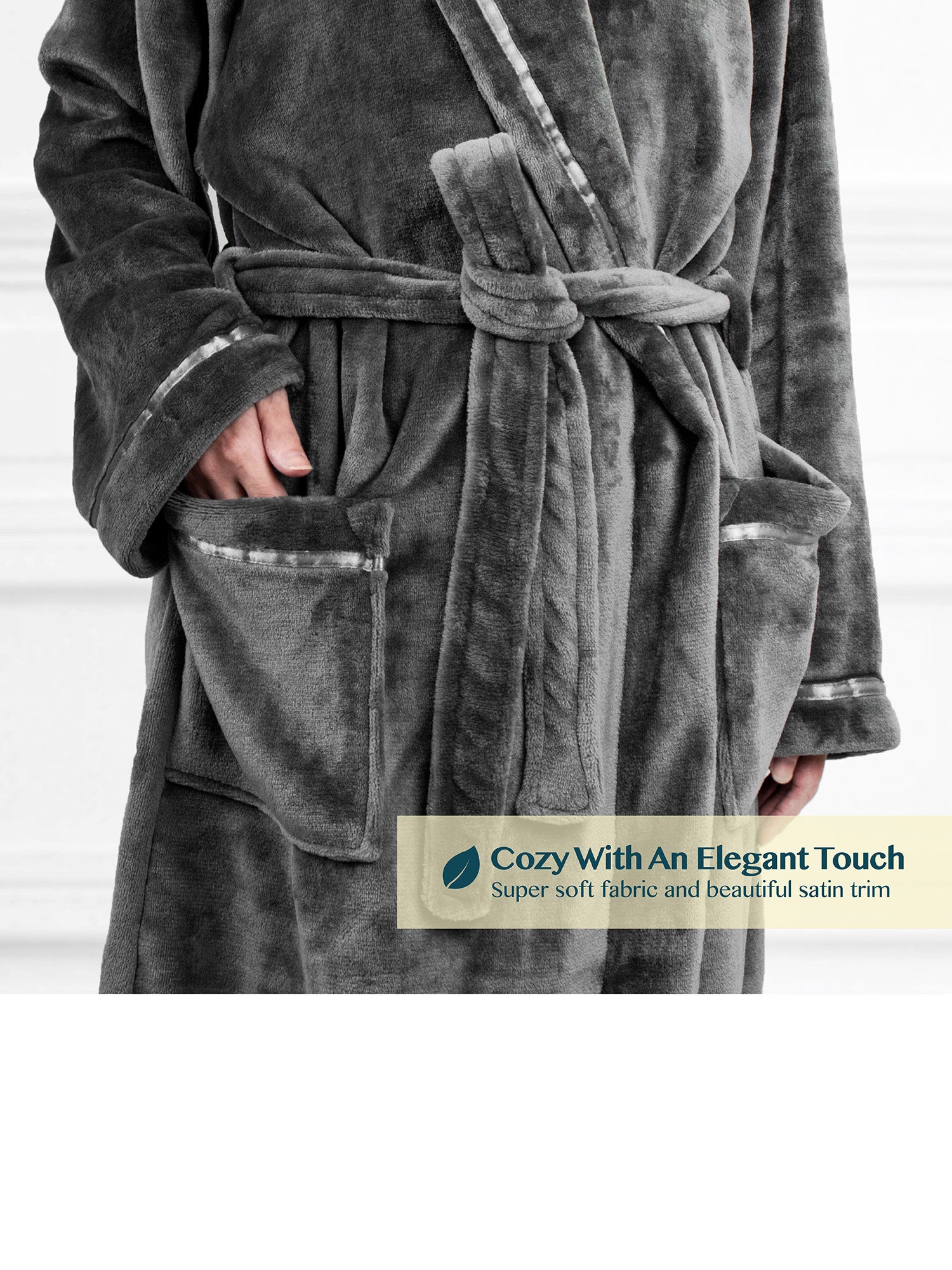 Women's Satin Trim Fleece Robe