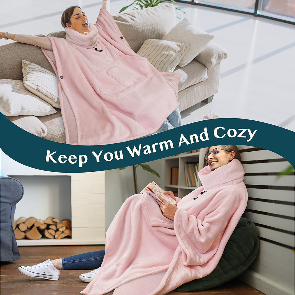 Neck Warmer Hooded Poncho Blanket