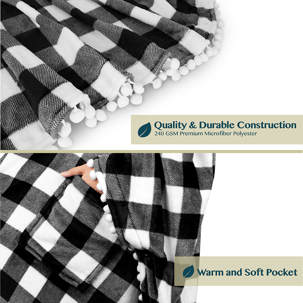 Angel Wrap Pom Pom Fringe Poncho Blanket