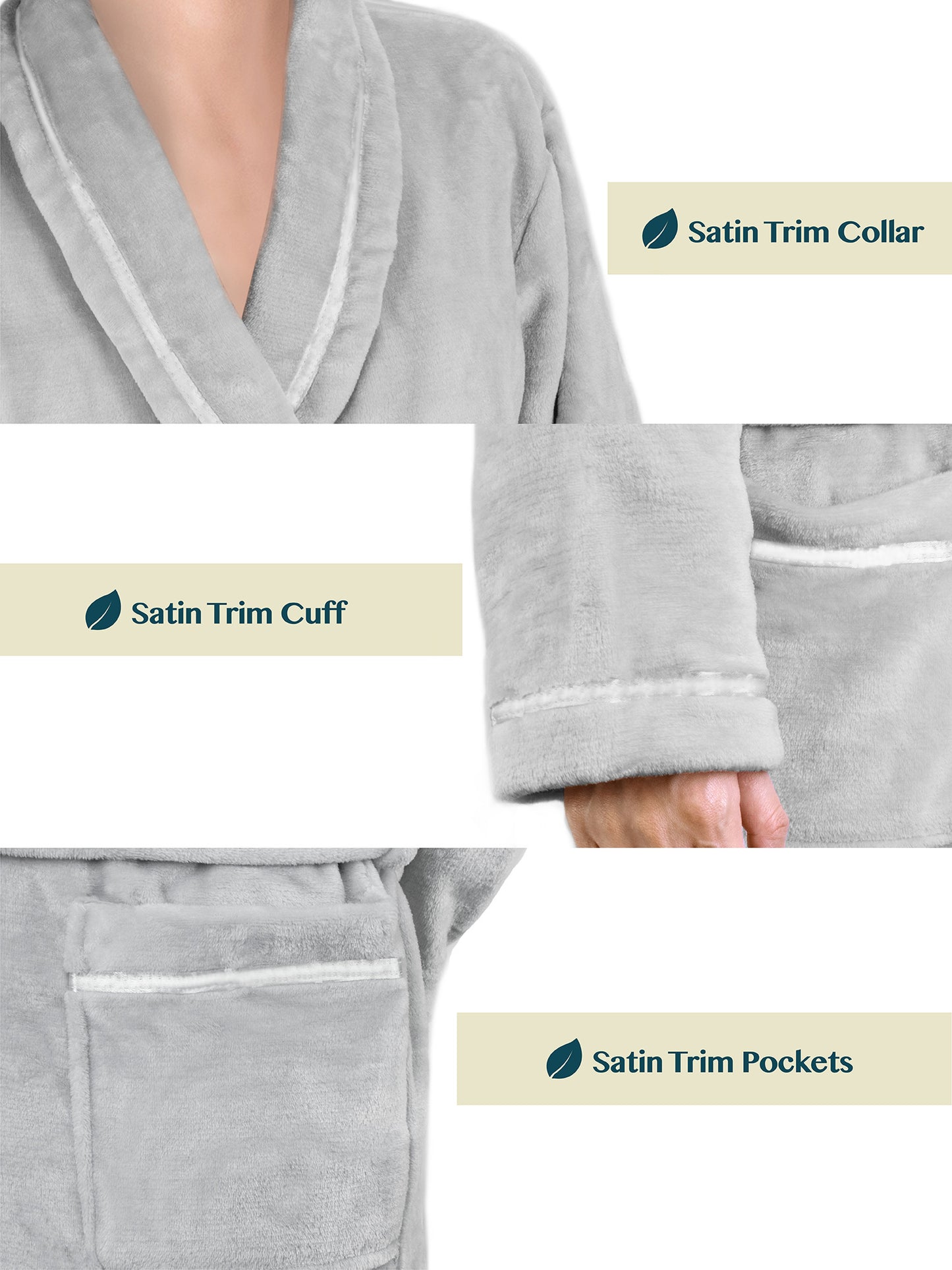 Men's Satin Trim Fleece Robe