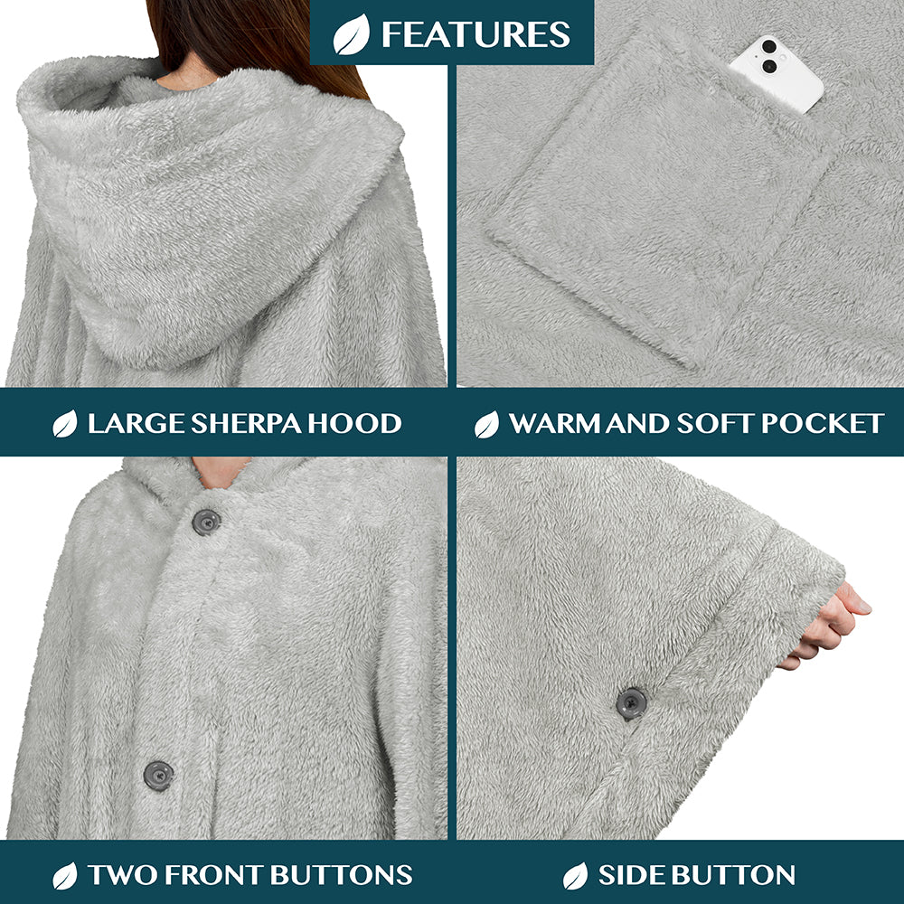 Angel Wrap Hoodie Sherpa Fluffy Poncho Blanket