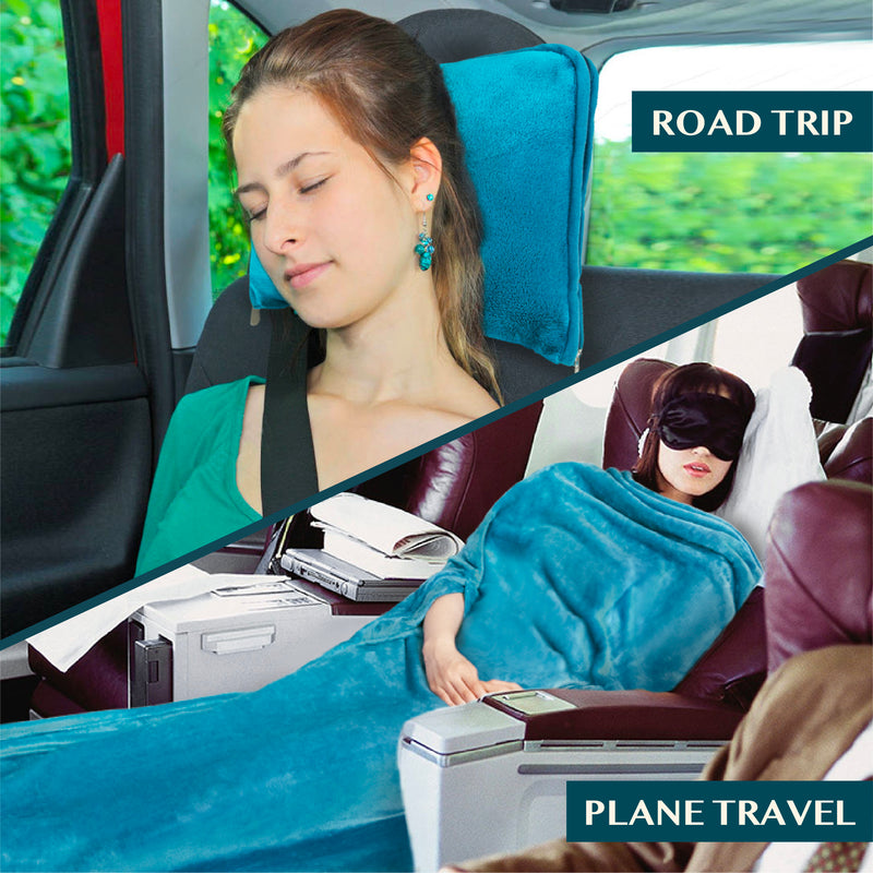 Wearable Fleece Travel Blanket Pillow