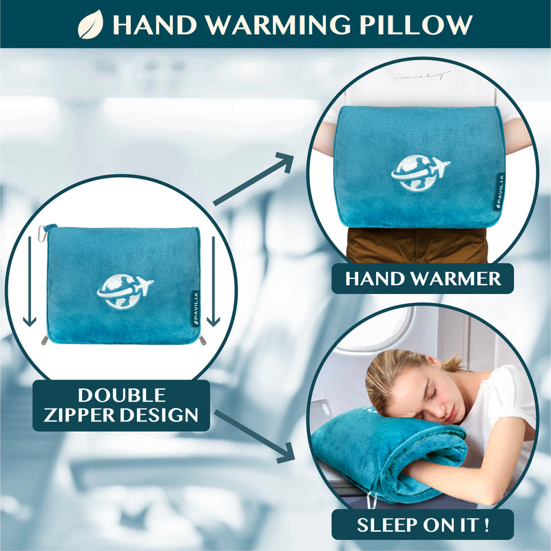 Wearable Fleece Travel Blanket Pillow