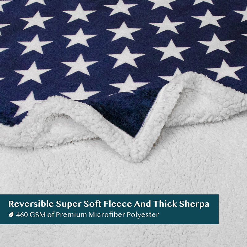 US Flag Patriotic Sherpa / Fleece Throw Blanket