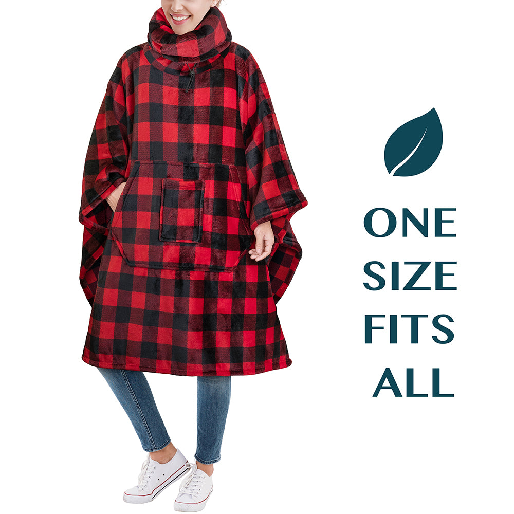 Neck Warmer Hooded Poncho Blanket