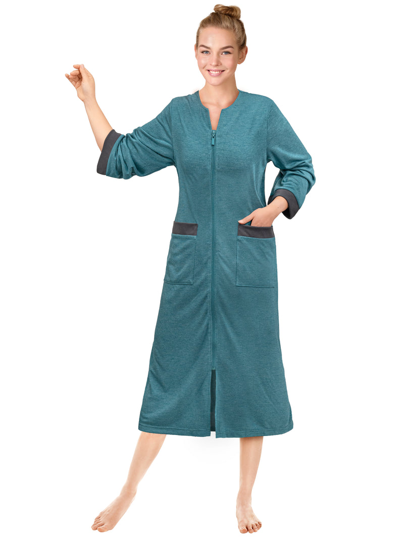 Women's Jersey Housecoat Zipper Robe