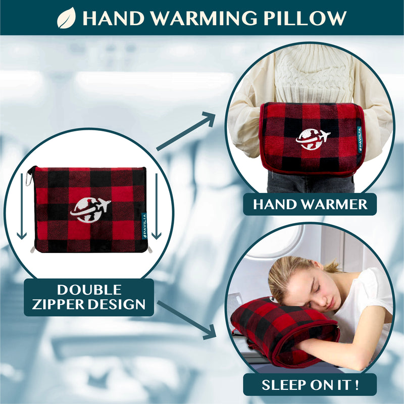 Wearable Fleece Travel Blanket Pillow