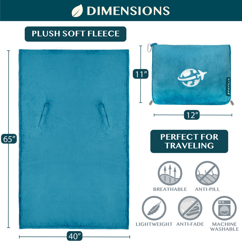 Wearable Fleece Travel Blanket Pillow