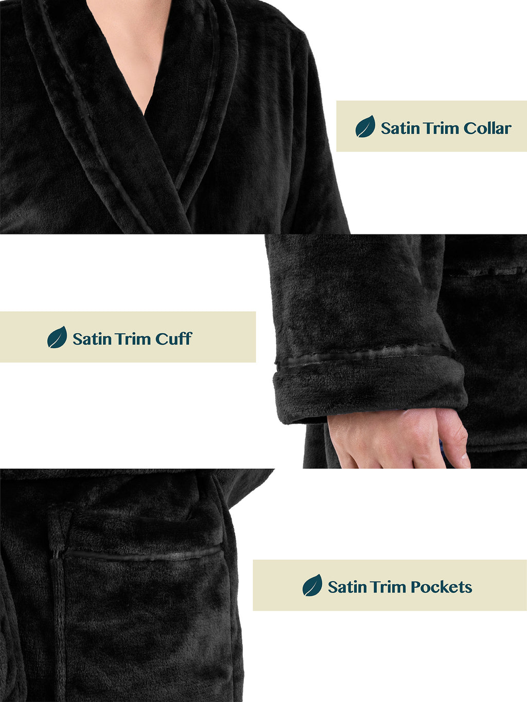 Men's Satin Trim Fleece Robe