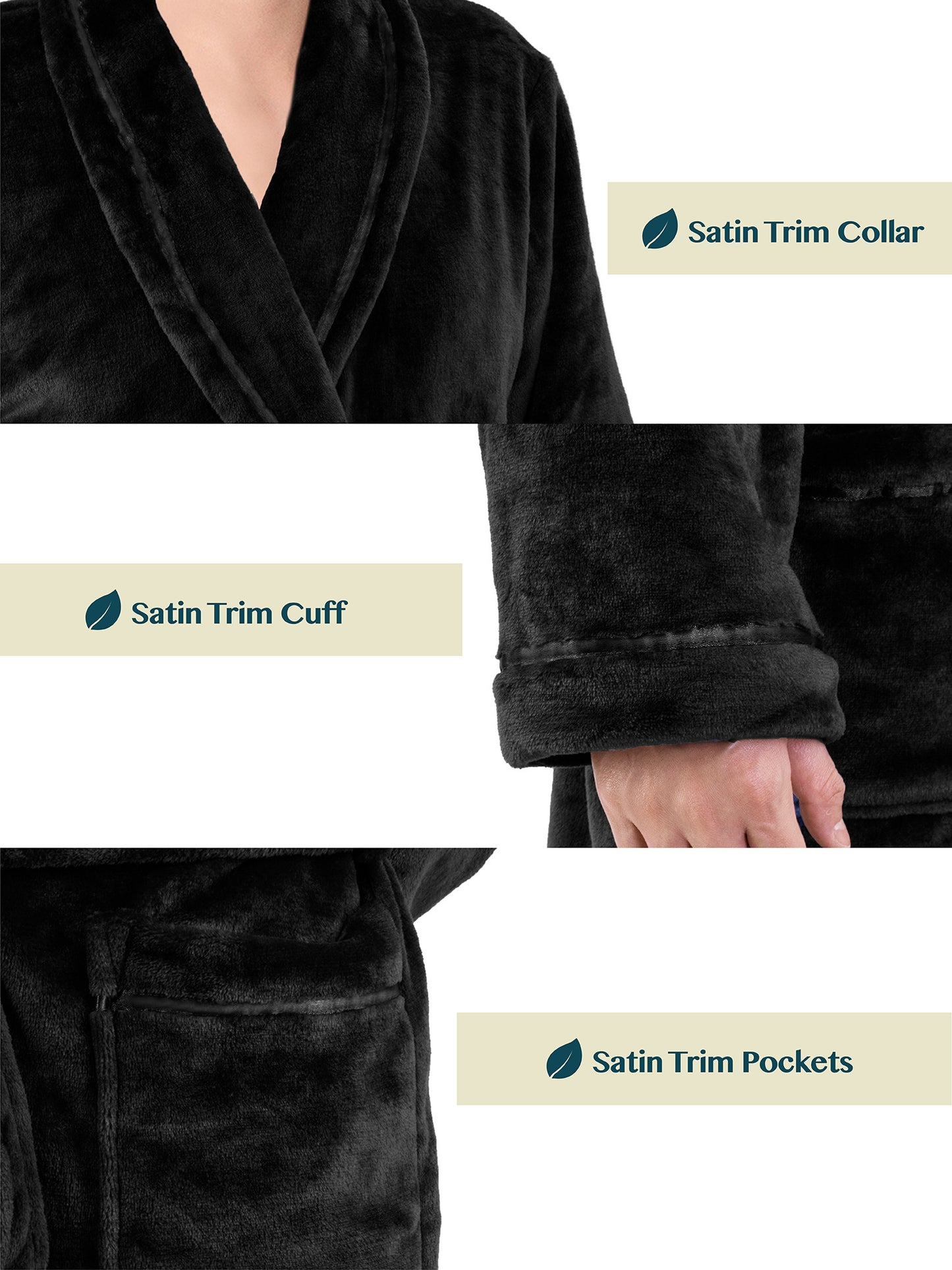 Men's Satin Trim Fleece Robe