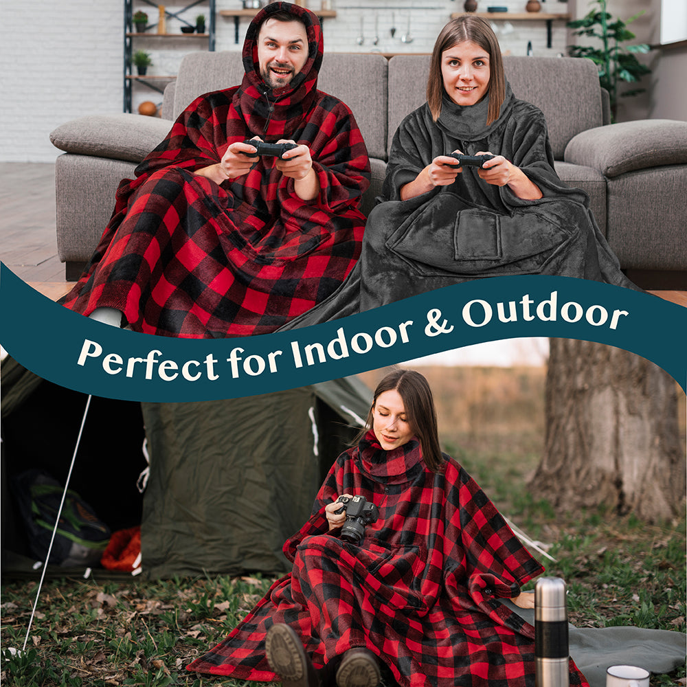 Neck Warmer Hooded Poncho Blanket