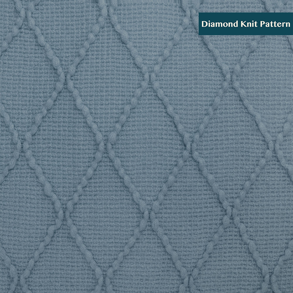 Diamond Knit Textured Fringe Throw Blanket