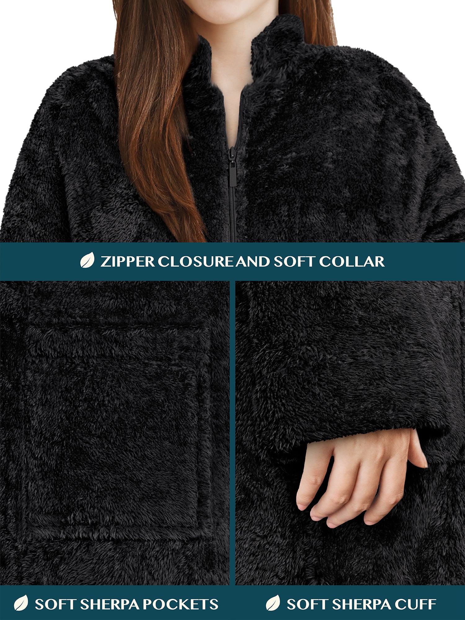 Women's Sherpa Housecoat Zipper Robe