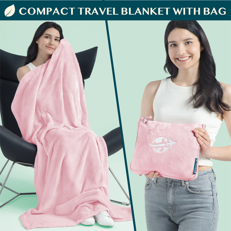 Wearable Fleece Travel Blanket Pillow