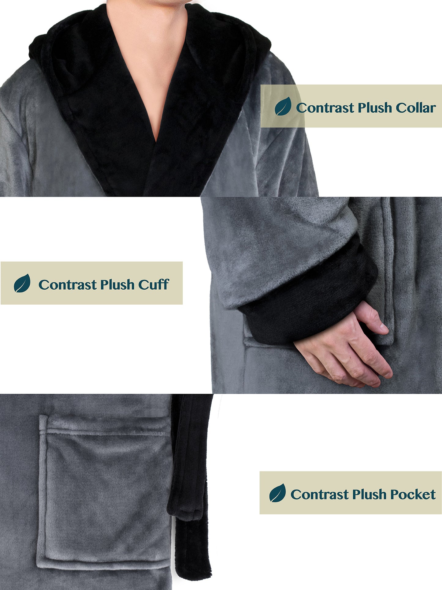 Men's Two-Tone Fleece Robe with Hood