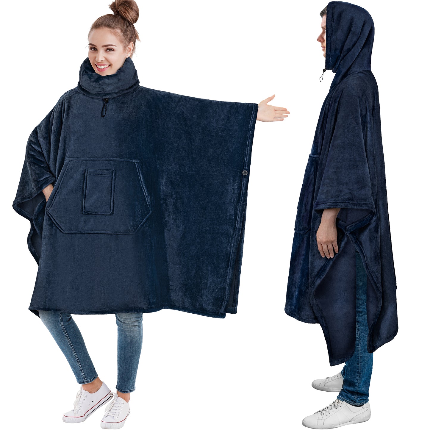Neck Warmer Hooded Poncho Blanket