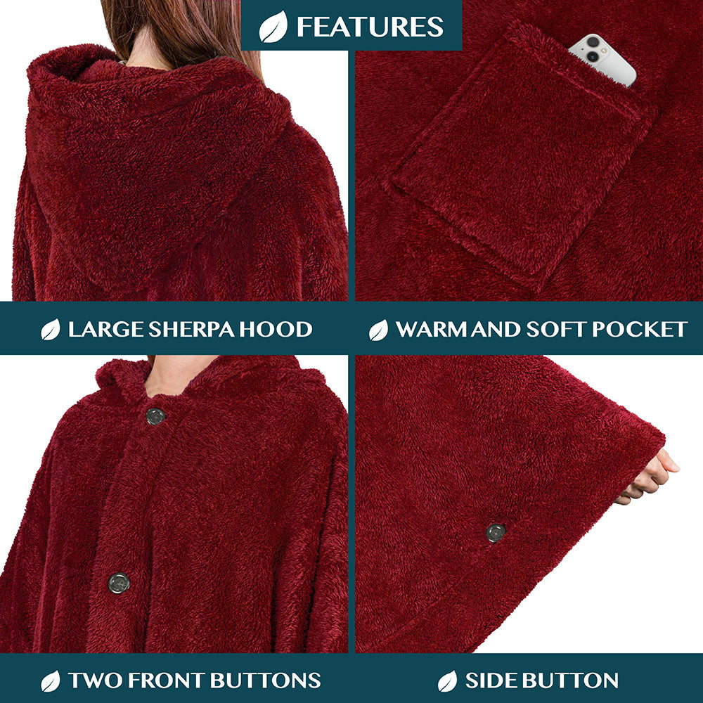 Angel Wrap Hoodie Sherpa Fluffy Poncho Blanket