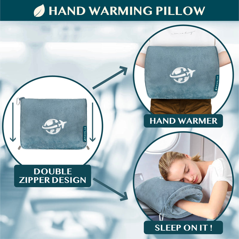 Wearable Fleece Travel Blanket Pillow