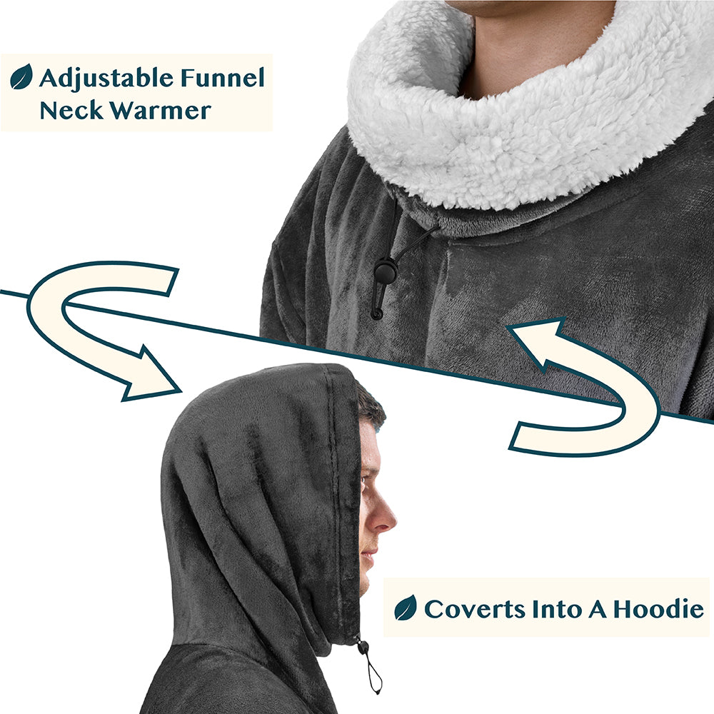 Neck Warmer Hooded Poncho Blanket