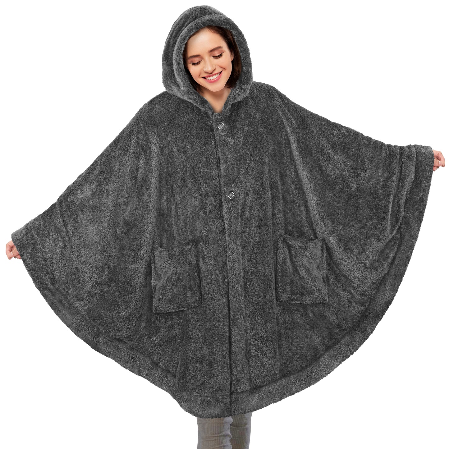 Angel Wrap Hoodie Sherpa Fluffy Poncho Blanket