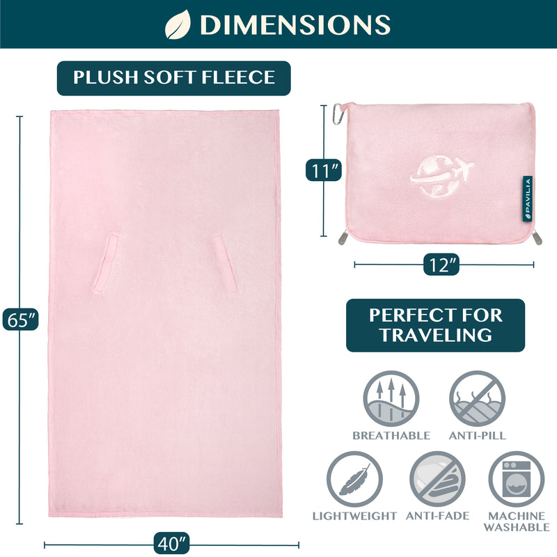 Wearable Fleece Travel Blanket Pillow