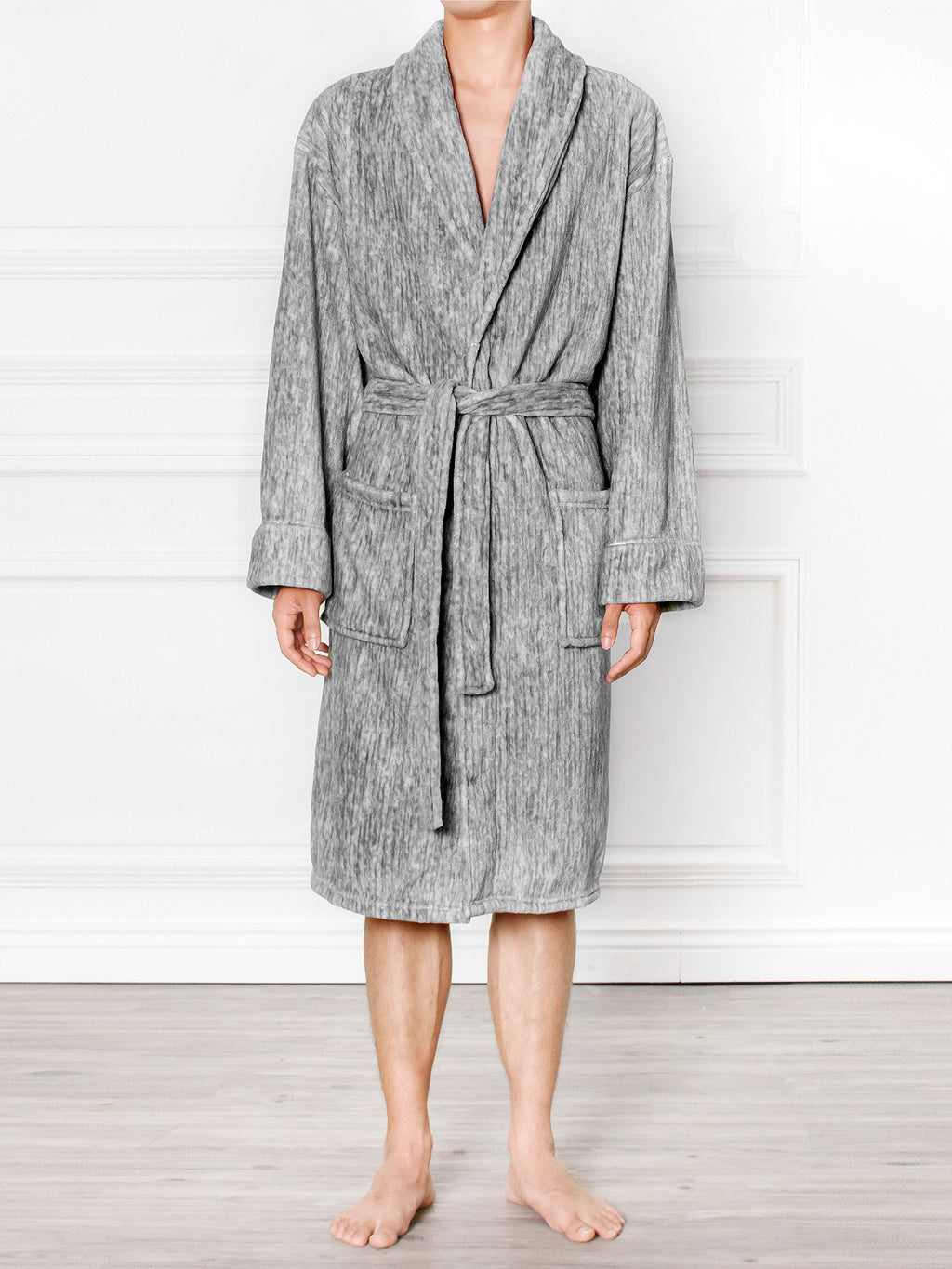 Men's Melange Fleece Robe