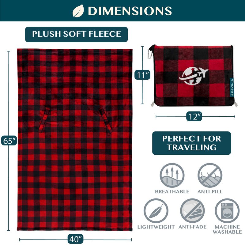 Wearable Fleece Travel Blanket Pillow